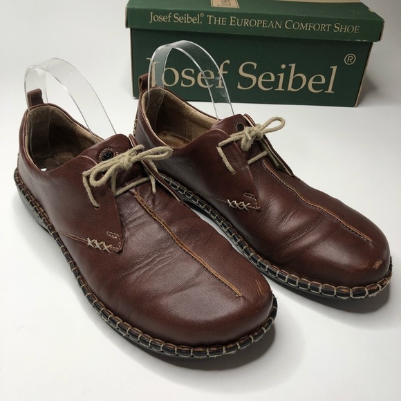 𝅺JOSEF Seibel Lindsay Brandy Brown Tan Lace-up Stitched Oxford Shoes SIZE 9 - Picture 1 of 16